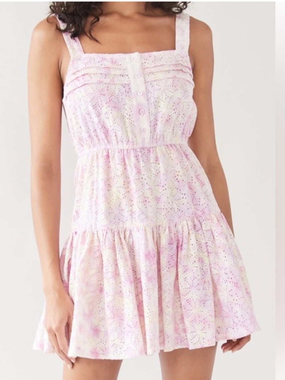 Sundress Marta Eyelet Tiered Dress NWT Size Medium Pink Coquette Cottagecore